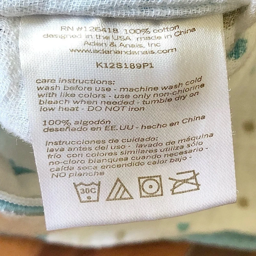 Aden & Anais Sleep Sack Zip Front Sleeping Bag Wearable Blanket Gauze Cotton